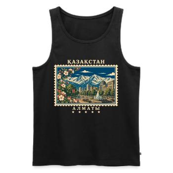 Kasachstan Almaty Vintage Reisemarke - Männer Premium Bio Tank Top - Schwarz - Vorne - Michal (187cm)