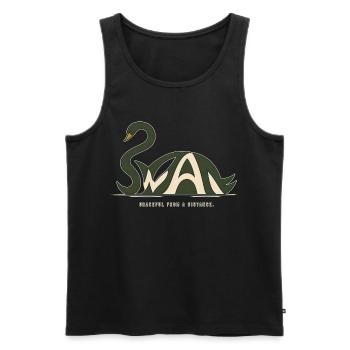 SWAN – Swan et jeux de mots - Débardeur bio Premium Homme - noir - Devant - Michal (187cm)