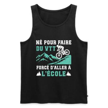 Né pour faire du VTT cadeau vélo tout-terrain - Débardeur bio Premium Homme - noir - Devant - Michal (187cm)