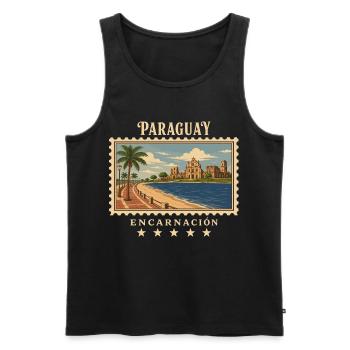Paraguay Encarnación Vintage Reisemarke - Männer Premium Bio Tank Top - Schwarz - Vorne - Michal (187cm)