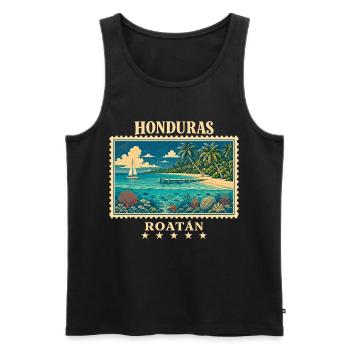 Honduras Roatán Vintage Reisemarke - Männer Premium Bio Tank Top - Schwarz - Vorne - Michal (187cm)