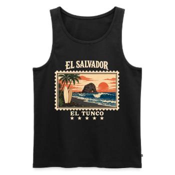 El Salvador El Tunco Vintage Reisemarke - Männer Premium Bio Tank Top - Schwarz - Vorne - Michal (187cm)