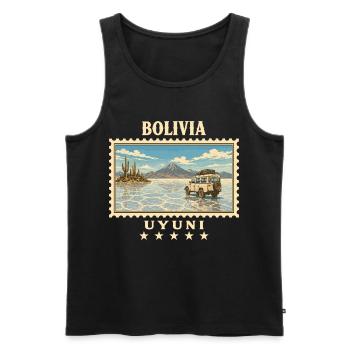 Bolivien Uyuni Vintage Reisemarke - Männer Premium Bio Tank Top - Schwarz - Vorne - Michal (187cm)