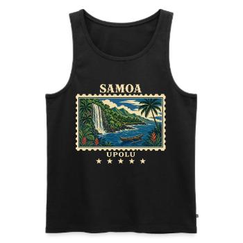 Marque de voyage vintage Samoa Upolu - Débardeur bio Premium Homme - noir - Devant - Michal (187cm)