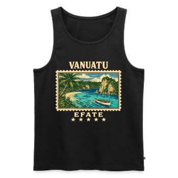 Marque de voyage vintage Vanuatu Efate - Débardeur bio Premium Homme - noir - Devant - Michal (187cm)