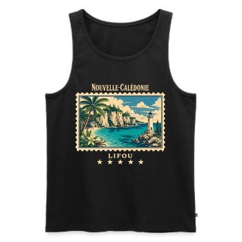 Neukaledonien Lifou Vintage Reisemarke - Männer Premium Bio Tank Top - Schwarz - Vorne - Michal (187cm)