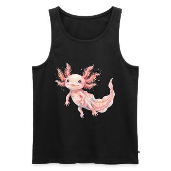 Mignon bébé axolotl rose en style aquarelle - Débardeur bio Premium Homme - noir - Devant - Michal (187cm)