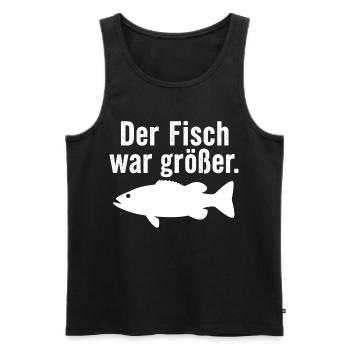 Der Fisch war größer Lustiger Anglerspruch Angel - Männer Premium Bio Tank Top - Schwarz - Vorne - Michal (187cm)