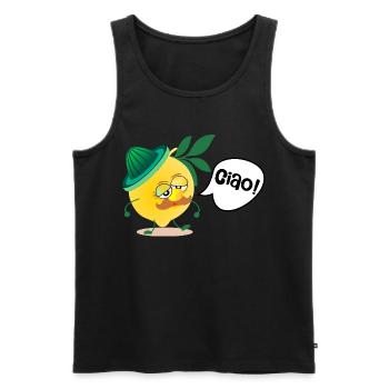 Moustache Italie Citron - Débardeur bio Premium Homme - noir - Devant - Michal (187cm)