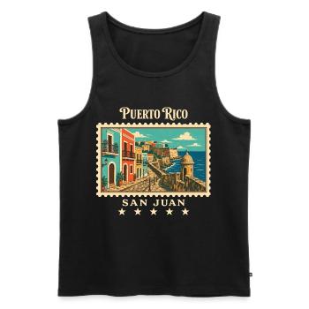 Puerto Rico San Juan Vintage Reisemarke - Männer Premium Bio Tank Top - Schwarz - Vorne - Michal (187cm)