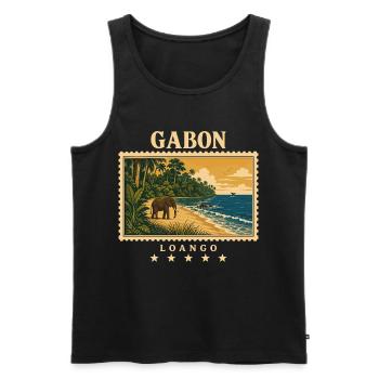Gabun Loango Vintage Reisemarke - Männer Premium Bio Tank Top - Schwarz - Vorne - Michal (187cm)