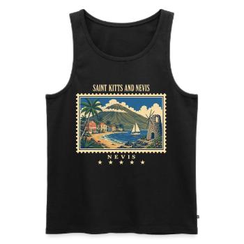 Saint-Kitts et Nevis Marque de voyage vintage Nevis - Débardeur bio Premium Homme - noir - Devant - Michal (187cm)