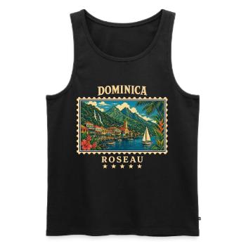Marque de voyage vintage Dominica Roseau - Débardeur bio Premium Homme - noir - Devant - Michal (187cm)