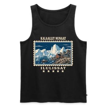 Grönland Ilulissat Vintage Reisemarke - Männer Premium Bio Tank Top - Schwarz - Vorne - Michal (187cm)