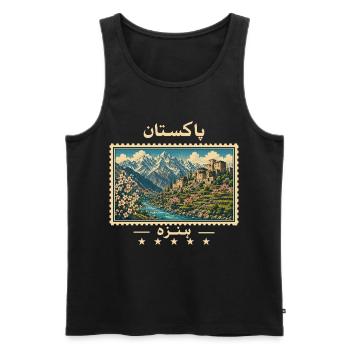 Pakistan Hunza Vintage Reisemarke - Männer Premium Bio Tank Top - Schwarz - Vorne - Michal (187cm)