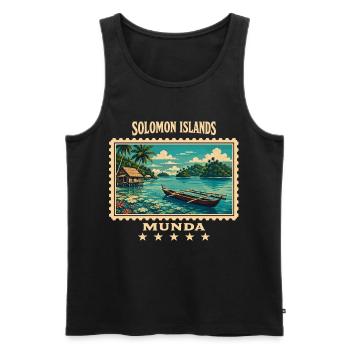 Marque de voyage vintage Solomon Islands Munda - Débardeur bio Premium Homme - noir - Devant - Michal (187cm)