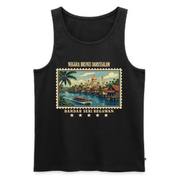 Brunei Bandar Seri Begawan Vintage Reisemarke - Männer Premium Bio Tank Top - Schwarz - Vorne - Michal (187cm)