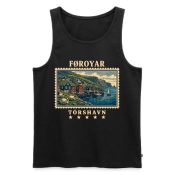 Färöer Tórshavn Vintage Reisemarke - Männer Premium Bio Tank Top - Schwarz - Vorne - Michal (187cm)