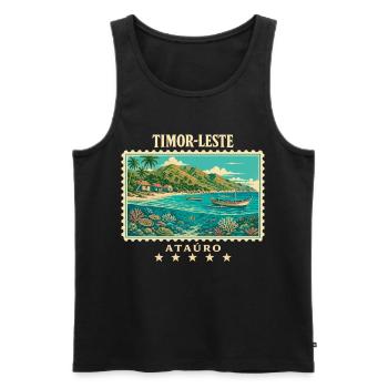 Timor-Leste Ataúro Vintage Reisemarke - Männer Premium Bio Tank Top - Schwarz - Vorne - Michal (187cm)