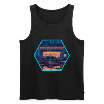 Retro 80er JDM Hatchback Neon Konbini Hex Emblem - Männer Premium Bio Tank Top - Schwarz - Vorne - Michal (187cm)