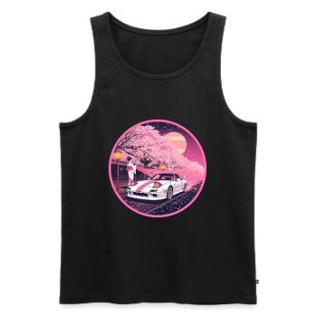 Retro 90er JDM Roadster Geisha Sakura Emblem - Männer Premium Bio Tank Top - Schwarz - Vorne - Michal (187cm)