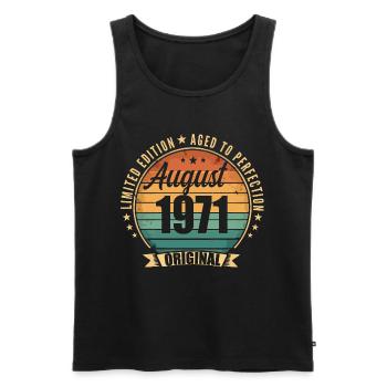 August 1971 Anniversary Limited Edition Vintage - Men's Premium Organic Tank Top - black - Front - Michal (187cm)