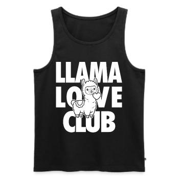 Llama Love Club – Lama au cœur - Débardeur bio Premium Homme - noir - Devant - Michal (187cm)