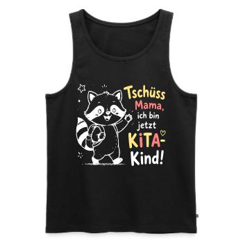 KiTa Abschied mit Waschbär - Männer Premium Bio Tank Top - Schwarz - Vorne - Michal (187cm)