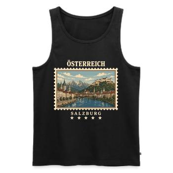 Österreich Salzburg Vintage Reisemarke - Männer Premium Bio Tank Top - Schwarz - Vorne - Michal (187cm)