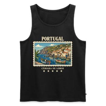 Portugal Câmara de Lobos Vintage Reisemarke - Männer Premium Bio Tank Top - Schwarz - Vorne - Michal (187cm)