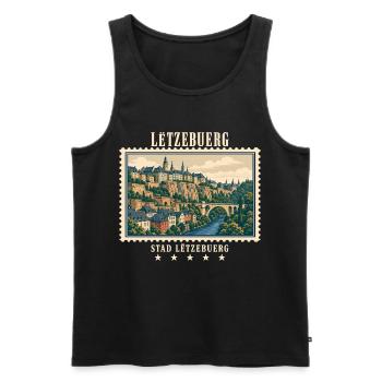Luxemburg Luxemburg-Stadt Vintage Reisemarke - Männer Premium Bio Tank Top - Schwarz - Vorne - Michal (187cm)