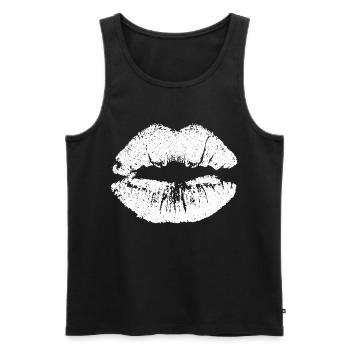 Lèvres embrassables avec Lipstick Lip Imprint White - Débardeur bio Premium Homme - noir - Devant - Michal (187cm)