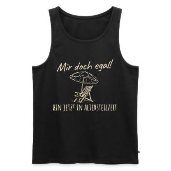 Frührente - Mir doch egal bin in Altersteilzeit - Männer Premium Bio Tank Top - Schwarz - Vorne - Michal (187cm)