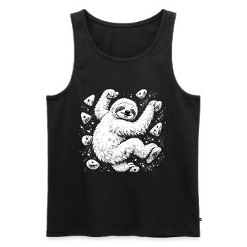 Sloth bouldering – Full of chalk - Men's Premium Organic Tank Top - black - Front - Michal (187cm)
