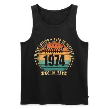 Vintage Août 1974 Anniversaire Édition Limitée  - Débardeur bio Premium Homme - noir - Devant - Michal (187cm)