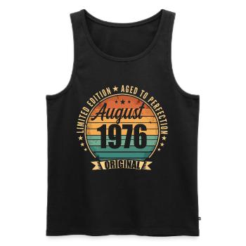 Vintage August 1976 Anniversary Limited Edition - Men's Premium Organic Tank Top - black - Front - Michal (187cm)