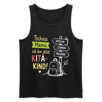 KitaKind Abschied Motiv Schild und Rucksack - Männer Premium Bio Tank Top - Schwarz - Vorne - Michal (187cm)
