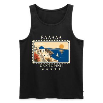 Griechenland Santorini Vintage Reisemarke - Männer Premium Bio Tank Top - Schwarz - Vorne - Michal (187cm)