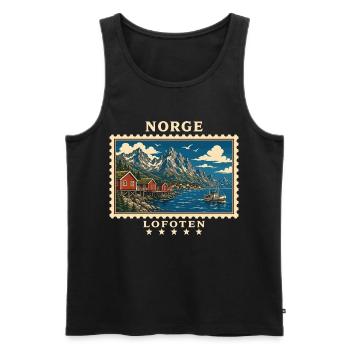 Norwegen Lofoten Vintage Reisemarke - Männer Premium Bio Tank Top - Schwarz - Vorne - Michal (187cm)