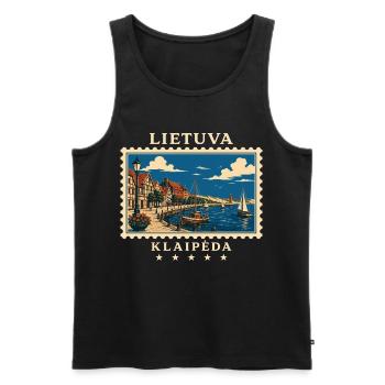 Litauen Klaipėda Vintage Reisemarke - Männer Premium Bio Tank Top - Schwarz - Vorne - Michal (187cm)