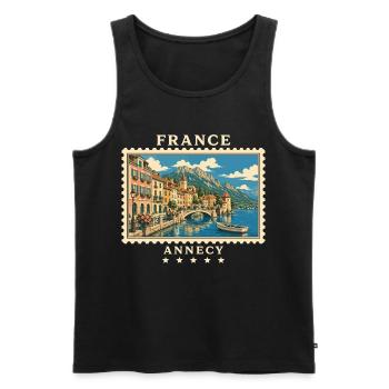 Frankreich Annecy Vintage Reisemarke - Männer Premium Bio Tank Top - Schwarz - Vorne - Michal (187cm)