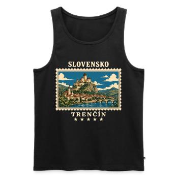 Slowakei Trenčín Vintage Reisemarke - Männer Premium Bio Tank Top - Schwarz - Vorne - Michal (187cm)