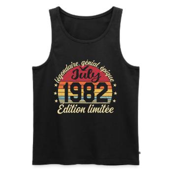 Anniversaire Juillet 1982 Vintage Cadeau - Débardeur bio Premium Homme - noir - Devant - Michal (187cm)