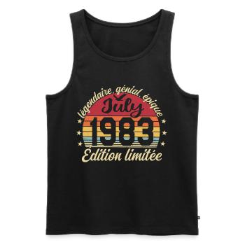 Anniversaire Juillet 1983 Vintage Cadeau - Débardeur bio Premium Homme - noir - Devant - Michal (187cm)