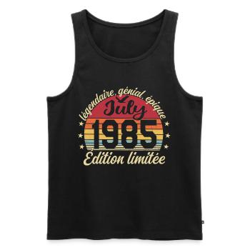 Anniversaire Juillet 1985 Vintage Cadeau - Débardeur bio Premium Homme - noir - Devant - Michal (187cm)