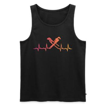 Heating Engineer Sunset Plumber's Heartbeat - Men's Premium Organic Tank Top - black - Front - Michal (187cm)