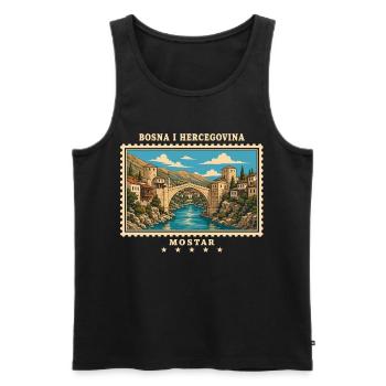 Bosnien und Herzegowina Mostar Vintage Reisemarke - Männer Premium Bio Tank Top - Schwarz - Vorne - Michal (187cm)