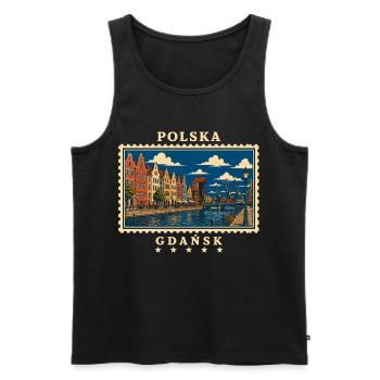 Polen Gdańsk Vintage Reisemarke - Männer Premium Bio Tank Top - Schwarz - Vorne - Michal (187cm)