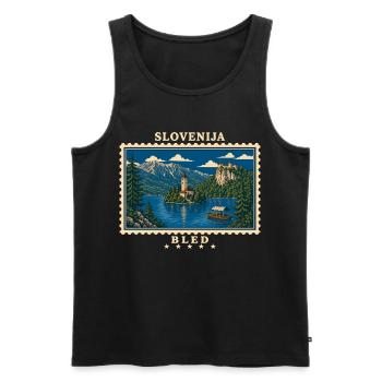 Slowenien Bled Vintage Reisemarke - Männer Premium Bio Tank Top - Schwarz - Vorne - Michal (187cm)