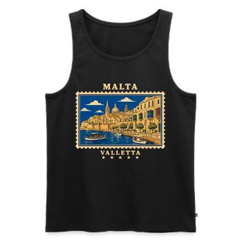 Malta Valletta Vintage Travel Brand - Men's Premium Organic Tank Top - black - Front - Michal (187cm)